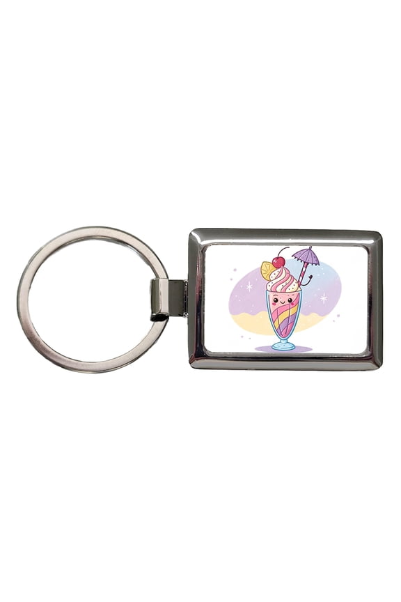 Kawaii Milk Shake Metal Rectangle Keychain