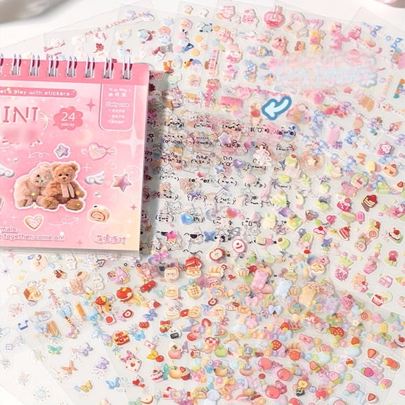 Kawaii Mini Sticker Books Animal & Starry Theme Decals for Scrapbooking Water Bottle Laptop Daily Use Decor