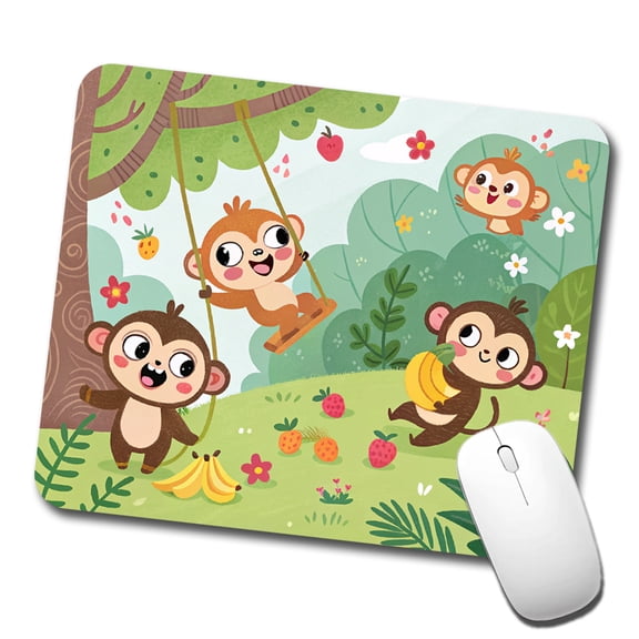 Kawaii Monkeys Mouse Pad Low Profile Gaming Mat