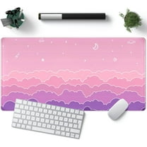 Kawaii Mouse Pad Desk Gaming Accessories Cute Clouds Xxl Mouse Pad Pink Anime Office Decor Desk Mousepad Large, 31.5x15.7in Extended Keyboard Mousepad For Desk Girl With Stitched Edges Non-Slip Rubber