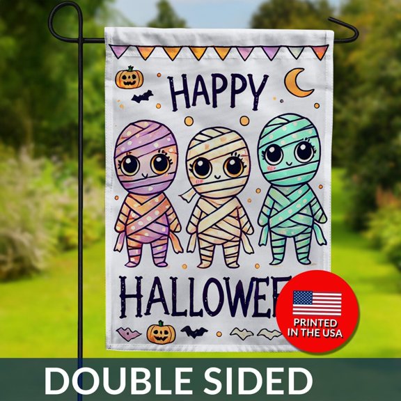 Kawaii Mummies Halloween Flag Double Sided Polyester Decor 1