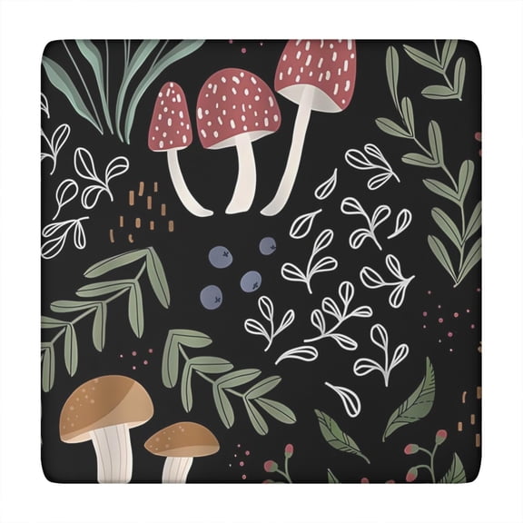 Kawaii Mushroom Fitted Table Cover - Cute Square Elastic Tablecloth, Aesthetic Fungi Print, Soft Durable Fabric for Indoor/Outdoor Use