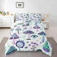 thumbnail image 1 of Kawaii Mushroom Full Size Comforter Set, Cartoon Eyes Moon Print Bed Set For Teens, Cute Fungus Plant Soft Down Comforter For Bedroom, Leaves Botanical Microfiber Quilt Set, 1 of 7