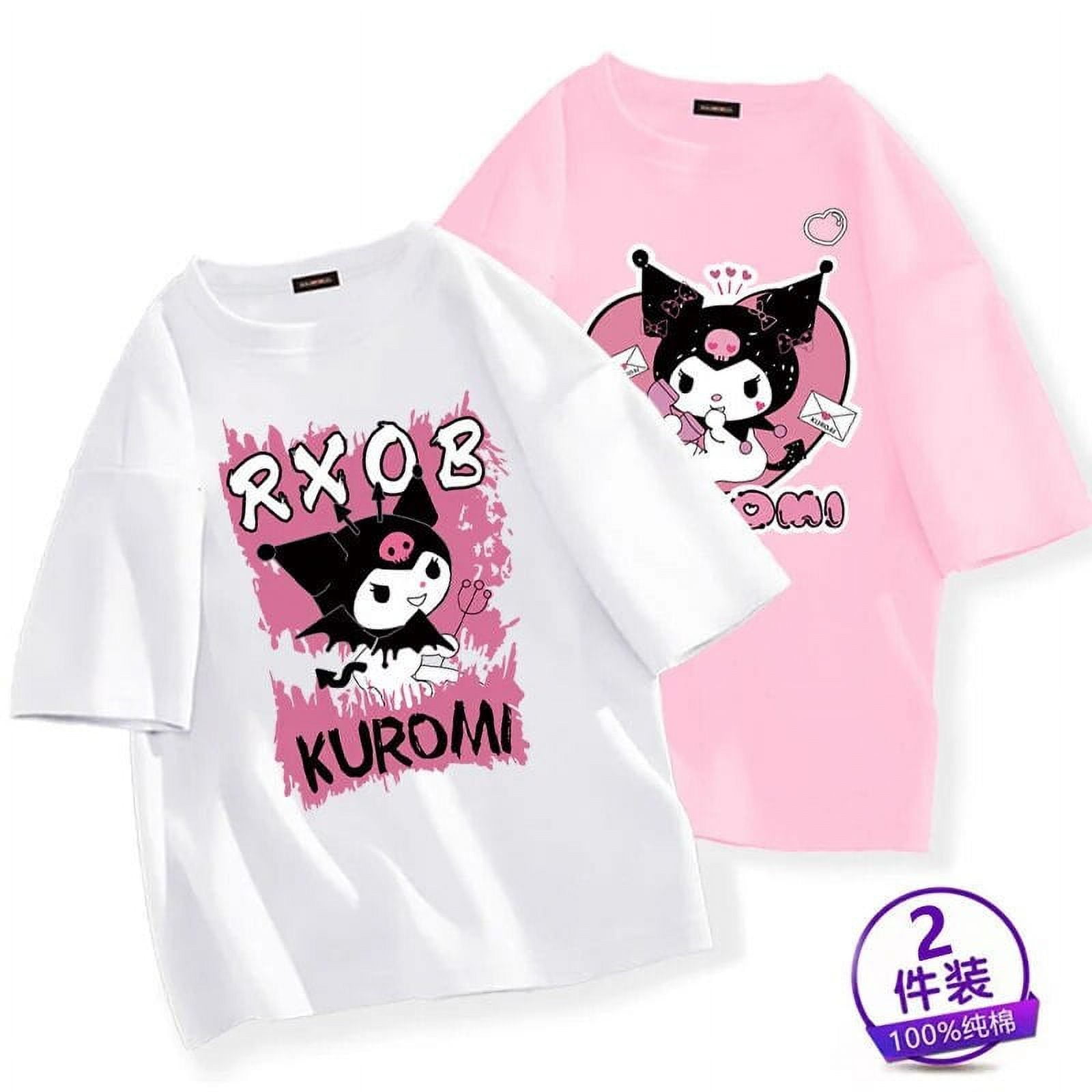 Kawaii My Melody Cinnamoroll Kuromi Cute Cartoon Cotton Short Sleeve T ...