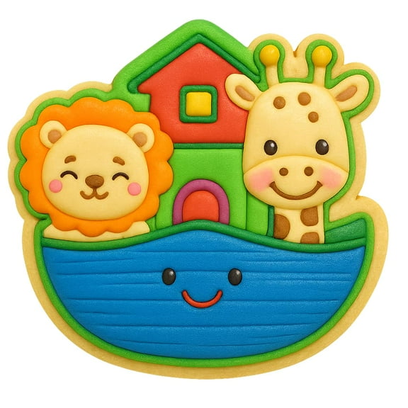 Kawaii Noah's Ark Cookie Cutter - 4x3.8" Fun Animal Birthday Baking