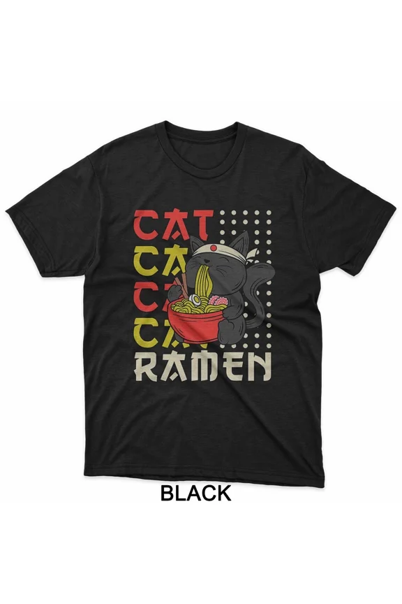 Kawaii Noodle Cat Graphic with Japanese Ramen Bowl Anime Style Unisex T-Shirt up to size 5XL