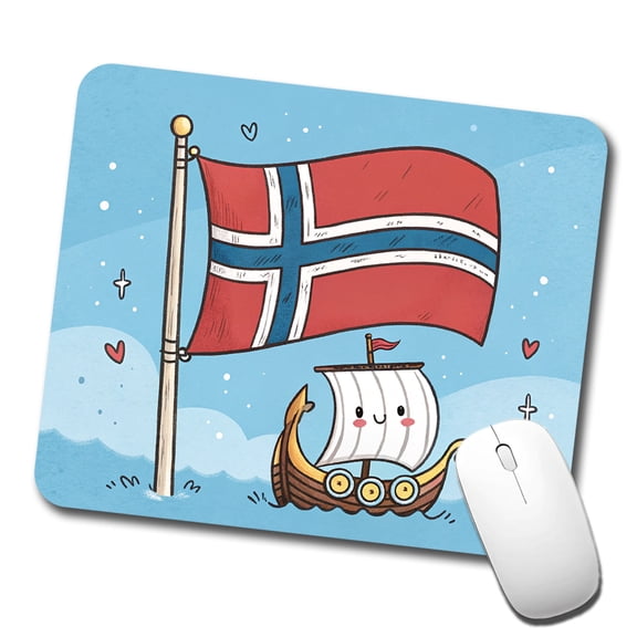 Kawaii Norway Flag Mouse Pad Low Profile Gaming Mat