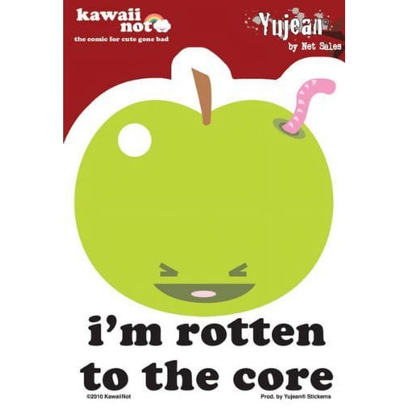 Kawaii Not - I'm Rotten to the Core Green Apple - Die-Cut Vinyl Sticker Decal