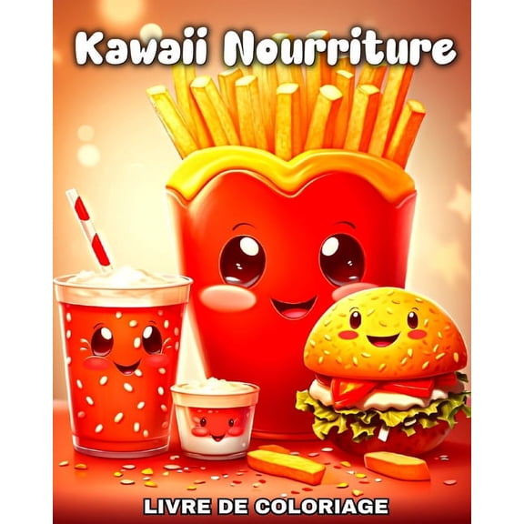 Kawaii Nourriture Livre de Coloriage: Kawaii Dessins Colorier avec de la Nourriture, des Boissons et de Desserts, (Paperback)