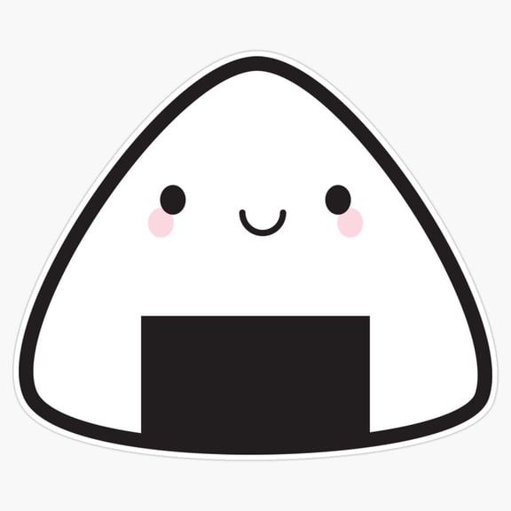 Kawaii Onigiri Rice Ball Smiling Cute Japanese Seaweed Snack Decal For Kids Water Bottle Sticker