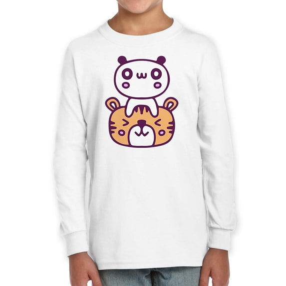 Kawaii Panda And Tiger Friends Long Sleeve Toddler -Image by Shutterstock, 5 Toddler