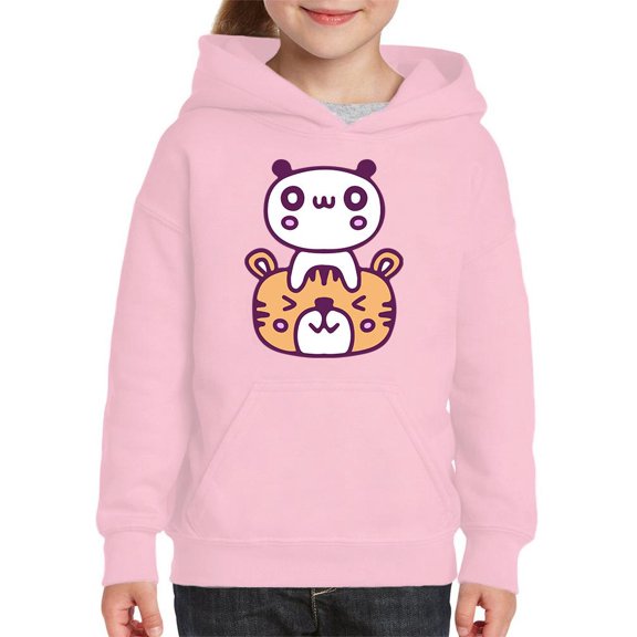 Kawaii Panda Tiger Friendship Hoodie Juniors -Image by Shutterstock,  Medium
