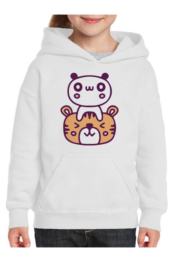 Kawaii Panda Tiger Friendship Hoodie Juniors -Image by Shutterstock,  Small