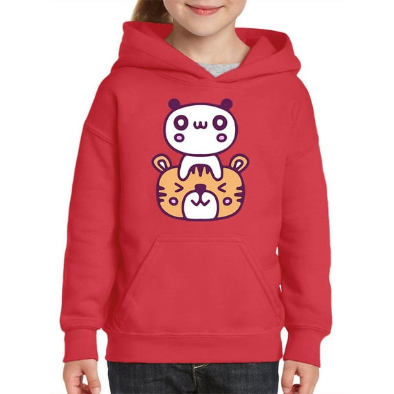 Kawaii Panda Tiger Friendship Hoodie Juniors -Image by Shutterstock, Small