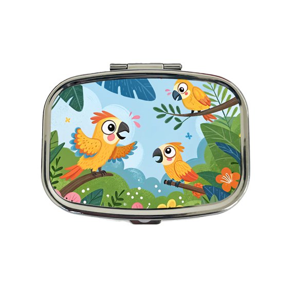 Kawaii Parrots Small Travel Handbag Pill Box Case