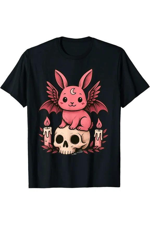 Kawaii Pastel Alt Goth Cute Creepy Rabbit Bat Bunny T-Shirt All Size S-5XL