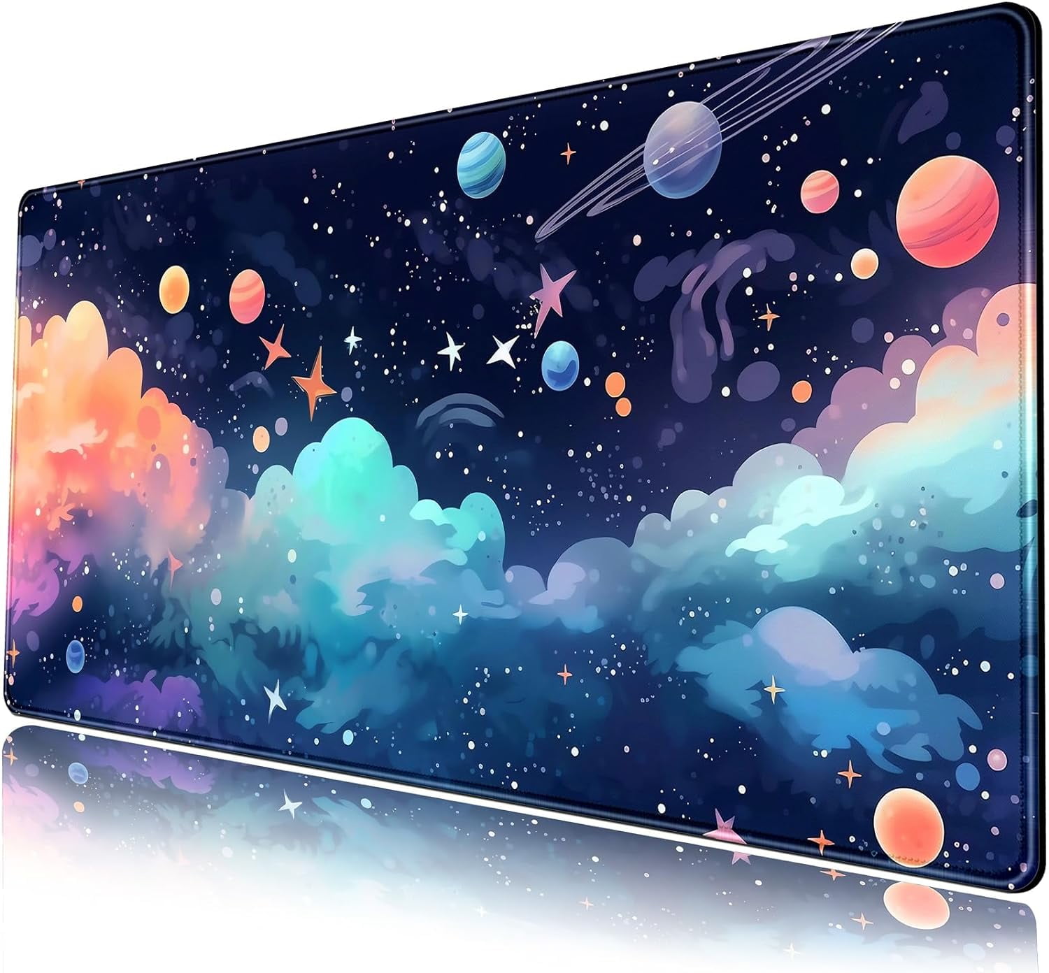 Pink Orange Cute Gaming Mouse Pad XXL Kawani Preppy Abstract Modern Extended Large Desk Mat Mousepad Non Slip Rubber Base Stitched Edge Long Desktop