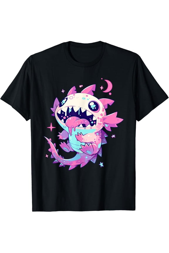 Kawaii Pastel Goth Creepy Cute Pink Zombie Axolotl T-Shirt