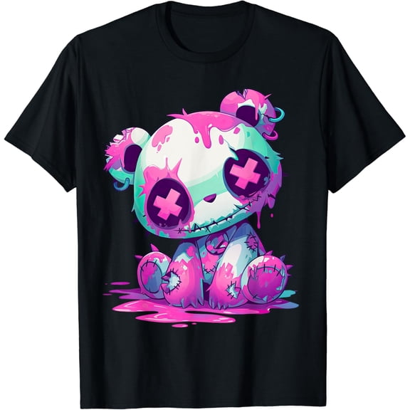 Kawaii Pastel Goth Creepy Cute Pink Zombie Panda T-Shirt