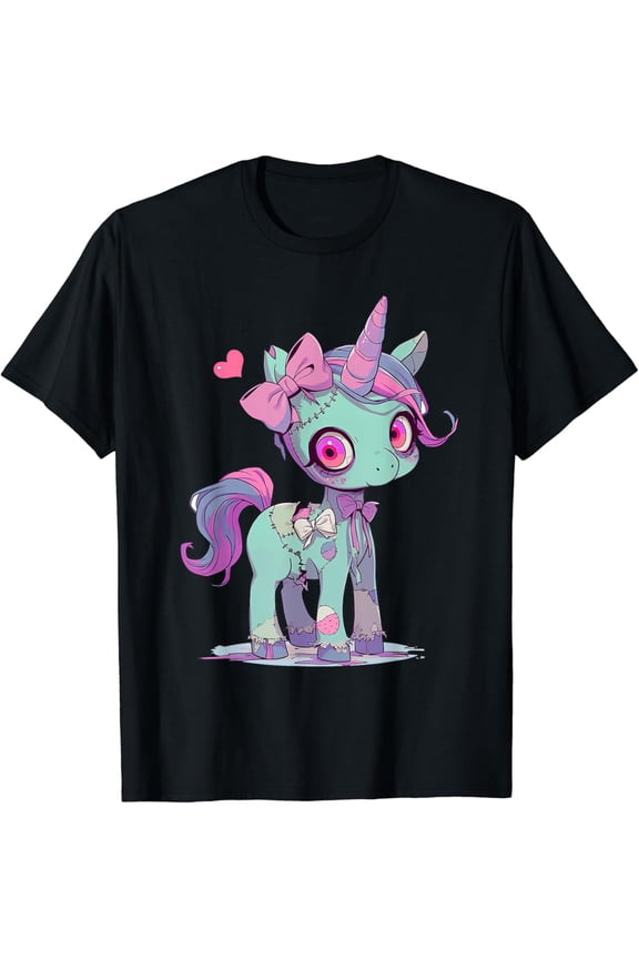 Kawaii Pastel Goth Creepy Cute Witchy Zombie Unicorn T-Shirt