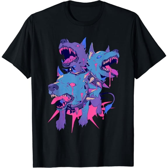 Kawaii Pastel Goth Creepy Witchy 3 Headed Dog T-Shirt