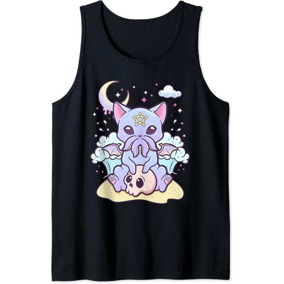 Kawaii Pastel Goth Cute Creepy Creature Skull Tank Top Size S-3XL