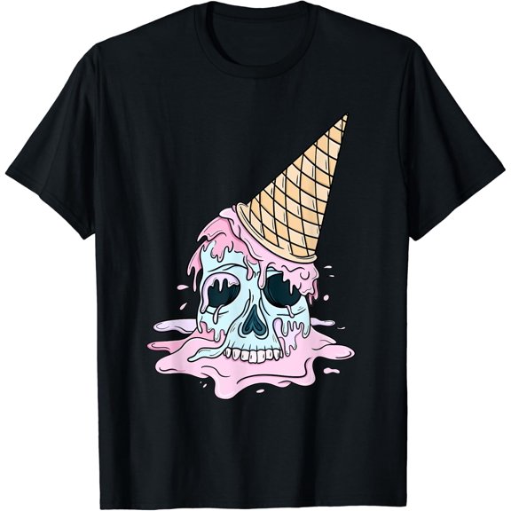 Kawaii Pastel Goth Cute Creepy Ice Cream Skull T-shirt