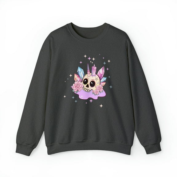 Kawaii Pastel Goth Unicorn Skull Sweatshirt, Cute Kawaii Halloween Shirt