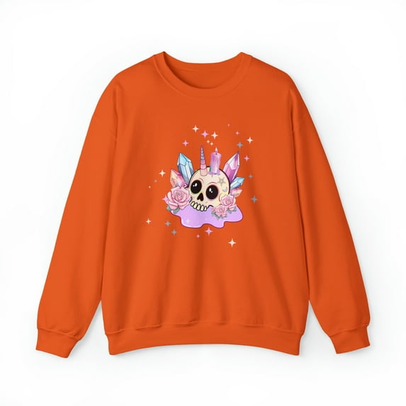 Kawaii Pastel Goth Unicorn Skull Sweatshirt, Cute Kawaii Halloween Shirt
