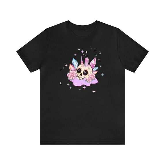 Kawaii Pastel Goth Unicorn Skull T-Shirt, Cute Kawaii Halloween Shirt