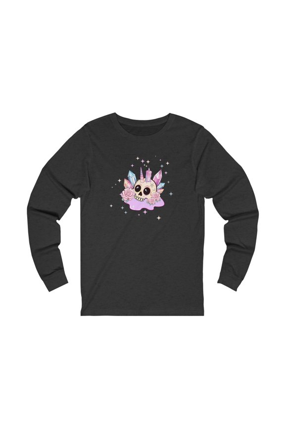 Kawaii Pastel Goth Unicorn Skull T-Shirt, Cute Kawaii Halloween Shirt