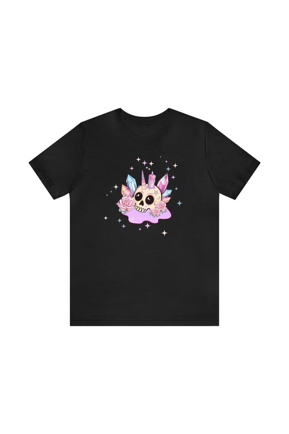 Kawaii Pastel Goth Unicorn Skull T-Shirt, Harajuku Pastel Goth Skull Shirt
