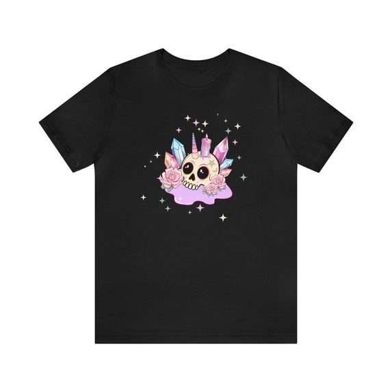 Kawaii Pastel Goth Unicorn Skull T-Shirt, Harajuku Pastel Goth Skull Shirt