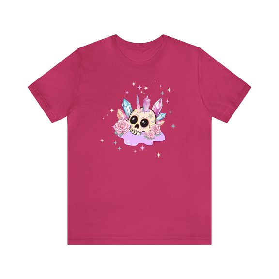 Kawaii Pastel Goth Unicorn Skull T-Shirt, Harajuku Pastel Goth Skull Shirt