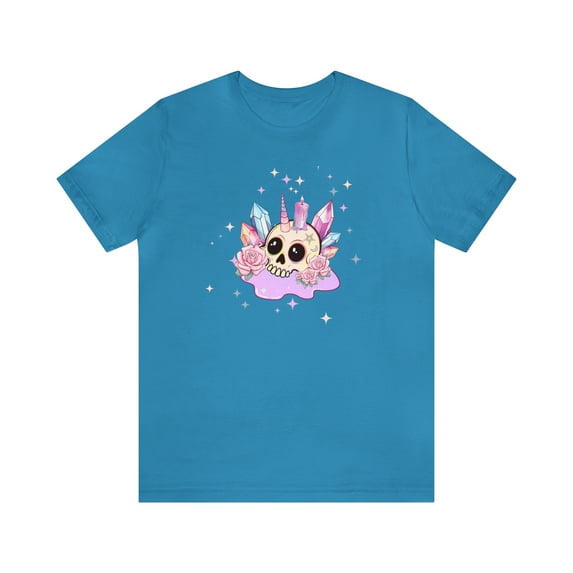 Kawaii Pastel Goth Unicorn Skull T-Shirt, Harajuku Pastel Goth Skull Shirt