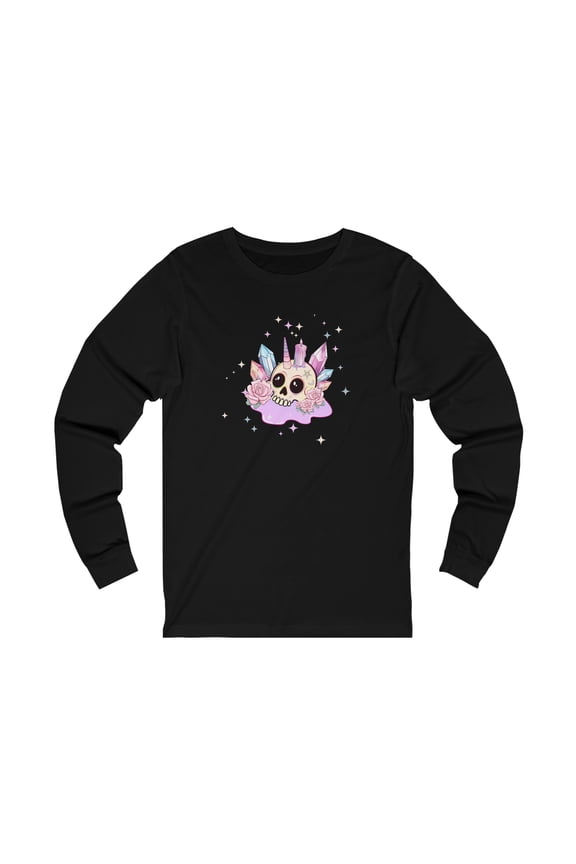 Kawaii Pastel Goth Unicorn Skull T-Shirt, Harajuku Pastel Goth Skull Shirt