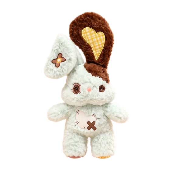 Kawaii Patchwork Rabbit Plush Toy, Soft Fleece Long Ear Bunny Doll with Button Eyes, Cute Collectible Stuffed Animal for Birthday Party Favors and Decor,