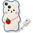 thumbnail image 1 of Kawaii Phone Cases Apply to iPhone 11 Pro Max,Cute Cartoon Bear Phone Case with Keychain Strawberry Bear Phone Case 3D iPhone 11 Pro Max Case Soft Silicone Shockproof Cover for Women Girls, 1 of 14
