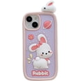 thumbnail image 1 of Kawaii Phone Cases Apply to iPhone 12/12 Pro,Cute Cartoon Bunny Phone Case 3D Funny Purple Babbit Case for Women Girls Soft Silicone Shockproof Cover for iPhone 12/12 Pro, 1 of 14