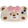thumbnail image 1 of Kawaii Phone Cases Apply to iPhone 12 Pro Max,Cute Cartoon Bear Phone Case 3D Funny White Bear with Bow Case for Women Girls Soft Silicone Shockproof Cover for iPhone 12 Pro Max, 1 of 14