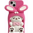 thumbnail image 1 of Kawaii Phone Cases Apply to iPhone 13 Pro Max,Cute Cartoon Bunny Dog Phone Case 3D Funny Rabbit Ears Rotatable Case for Women Girls Soft Silicone Shockproof Cover for iPhone 13 Pro Max, 1 of 14