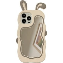 Kawaii Phone Cases Apply to iPhone X/XS,Cute Cartoon Bunny Phone Case with Mirror Rabbit Phone Case 3D Case Soft Silicone Shockproof Cover Women Girls for iPhone X/XS