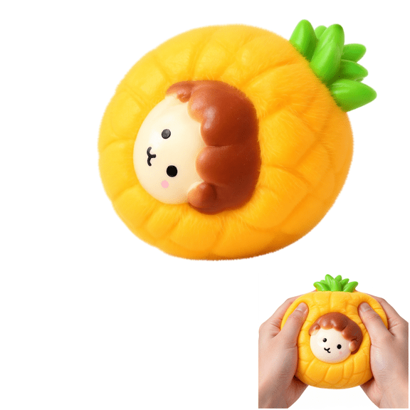 Kawaii Pineapple Squishy Stress Relief Toy, Soft Flocked Slow Rebound Fidget for Anxiety & Focus, Cute Blind Box Surprise Gift, Yellow Green