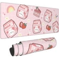 thumbnail image 1 of Kawaii Pink Cute Strawberry Bunny Mouse Pad 31.5x11.8 in Desk Accessories Big Extended Non-Slip Rubber Base Mousepad with Stitched Edges Gaming Pc Desktop Large Mouse Pad, 1 of 6