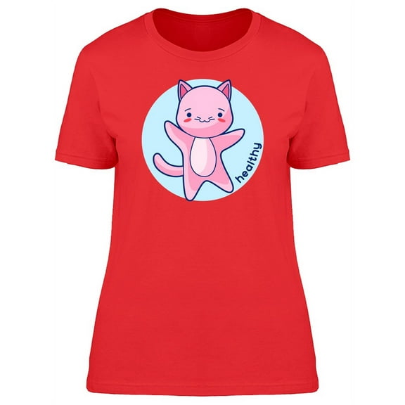 Kawaii Pink Healthy Kitten T-Shirt Women -Image by Shutterstock, Female Large