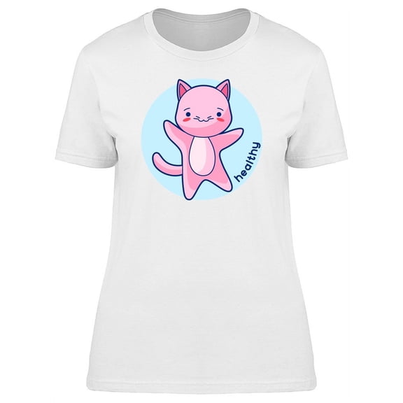 Kawaii Pink Healthy Kitten T-Shirt Women -Image by Shutterstock, Female Large