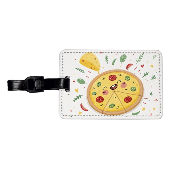 Kawaii Pizza Faux Leather Travel Luggage Tag