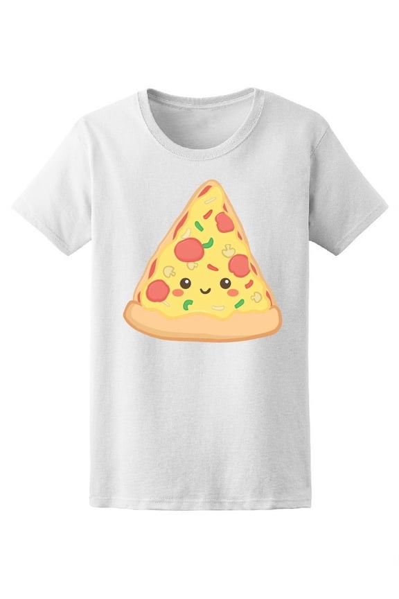Kawaii Pizza Slice Food Cartoon Tee Women's -Image by Shutterstock