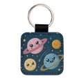 thumbnail image 1 of Kawaii Planets Space Astronomy Faux Leather Square Keychain, 1 of 7