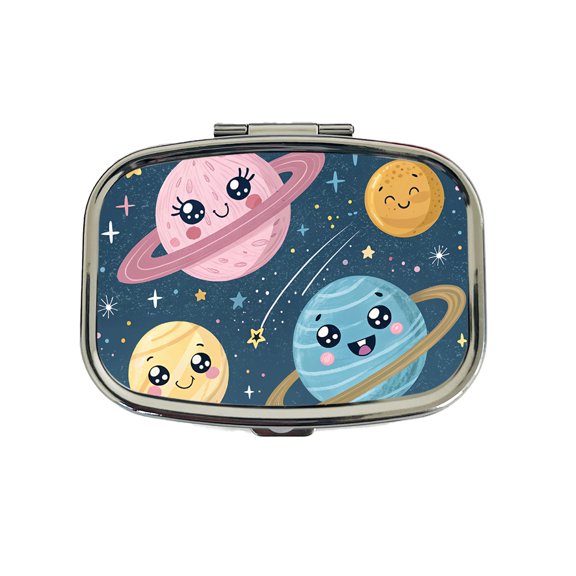 Kawaii Planets Space Astronomy Small Travel Handbag Pill Box Case